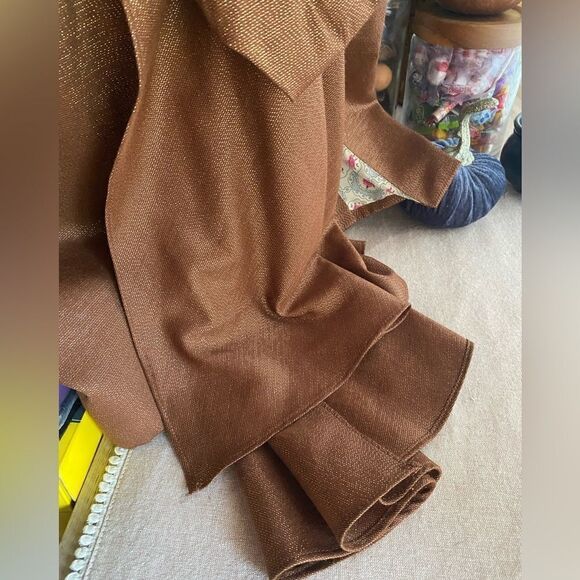 L.A.M.B. Skirt Women Sz  8  copper draped Bow Shimmer Gold Cotton Blend Straight - Picture 11 of 15